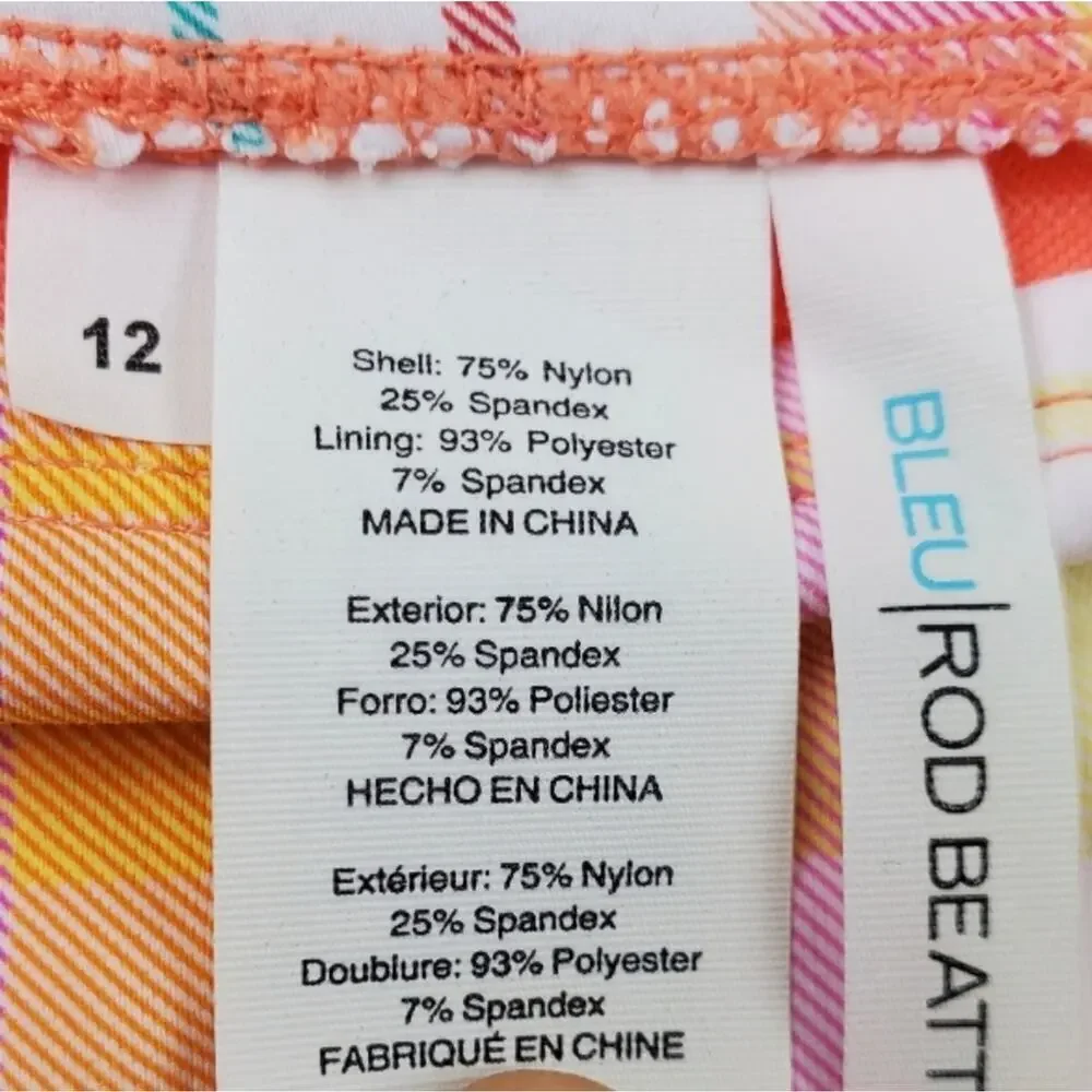 Bleu Rod Beattie Women's Multicolor Plaid Side Tie Hipster Bikini Bottom Size 12
